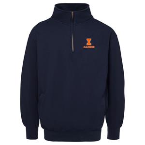 ILLINOIS BLOCK I 1/4 ZIP SWEATSHIRT -  navy