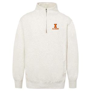 ILLINOIS BLOCK I 1/4 ZIP SWEATSHIRT -  oatmeal