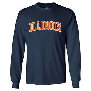 Image of ILLINOIS ARCH LONG SLEEVE T-SHIRT -  navy