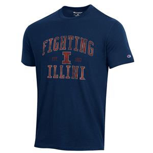 ILLINOIS FIGHTING ILLINI BLOCK I EST 1867 S/S T-SHIRT -  navy