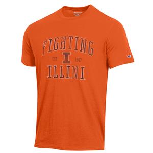ILLINOIS FIGHTING ILLINI BLOCK I EST 1867 S/S T-SHIRT -  orange