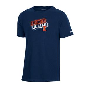 Image of ILLINOIS FIGHTING ILLINI BLOCK I YOUTH S/S T-SHIRT -  navy