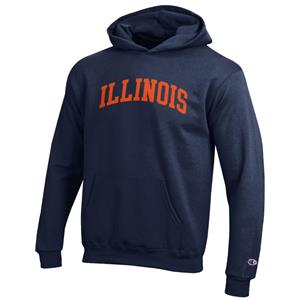 ILLINOIS ARCH YOUTH PULLOVER HOODIE -  navy