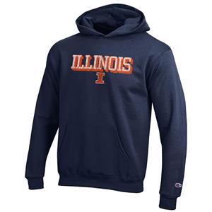 Image of ILLINOIS BLOCK I YOUTH PULLOVER HOODIE - navy (SKU: 159952544000062) Image of ILLINOIS BLOCK I YOUTH PULLOVER HOODIE - navy