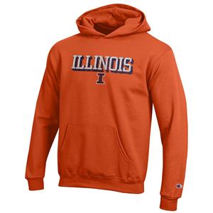 Image of ILLINOIS BLOCK I YOUTH PULLOVER HOODIE - orange (SKU: 159952544000062) Image of ILLINOIS BLOCK I YOUTH PULLOVER HOODIE - orange