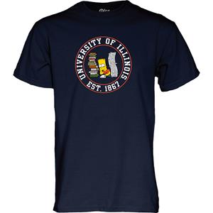 Image of Illinois Simpsons Stack Of Books T-Shirt