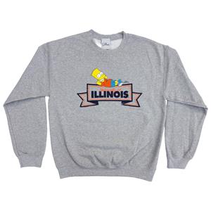 Image of ILLINOIS SIMPSONS BART HANGS CREWNECK SWEATSHIRT -  heather