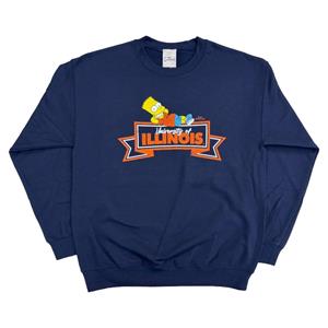 Image of ILLINOIS SIMPSONS BART HANGS CREWNECK SWEATSHIRT -  navy