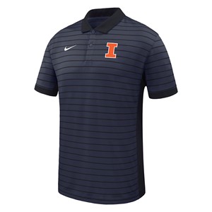 ILLINOIS NIKE BLOCK I STRIPED DRI-FIT POLO -  navy