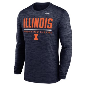 ILLINOIS NIKE FIGHTING ILLINI DRI-FIT L/S T-SHIRT -  navy