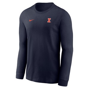 ILLINOIS NIKE BLOCK I DRI-FIT L/S T-SHIRT -  navy