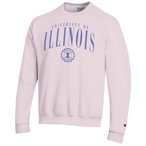ILLINOIS FAUX SEAL PINK/PURPLE CREWNECK SWEATSHIRT -  pink