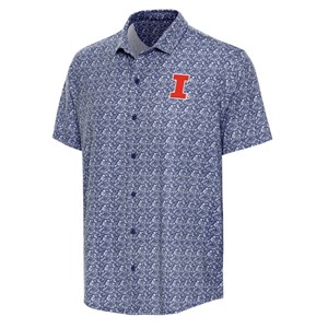 Illinois Block I Flowers Button Down Knit S/S Shirt - main view