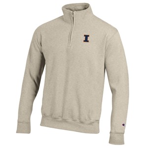 ILLINOIS EMBROIDERED BLOCK I 1/4 ZIP SWEATSHIRT -  oatmeal
