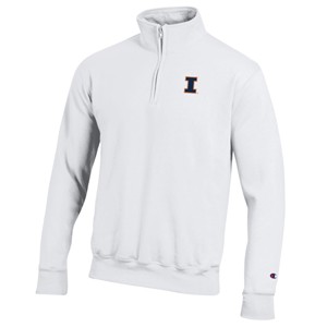ILLINOIS EMBROIDERED BLOCK I 1/4 ZIP SWEATSHIRT -  white