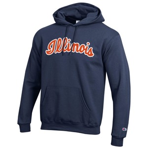 ILLINOIS SCRIPT WORDMARK TWILL HOODIE -  navy