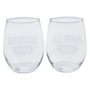 Illinois Mom & Dad Stemless Wine Glass Set - main view