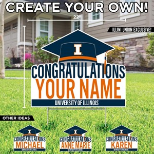 (DROPSHIP) Illinois Graduation Cap Congratulations Custom Yard Sign - main view