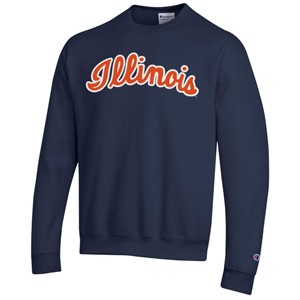 ILLINOIS SCRIPT WORDMARK TWILL CREWNECK SWEATSHIRT -  navy