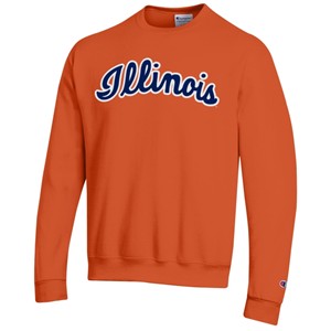 ILLINOIS SCRIPT WORDMARK TWILL CREWNECK SWEATSHIRT -  orange