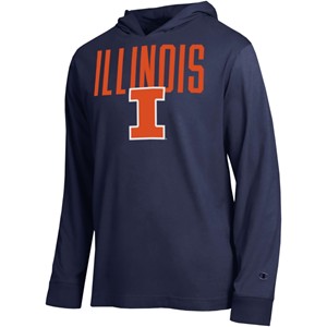 ILLINOIS BLOCK I ALL-STAR HOODED L/S T-SHIRT -  navy