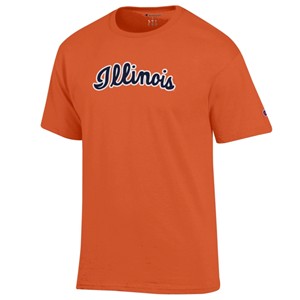 ILLINOIS SCRIPT WORDMARK T-SHIRT -  orange