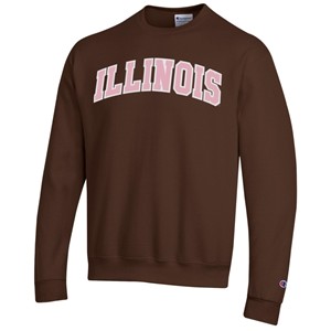 ILLINOIS ARCH FASHION BROWN/PINK TWILL CREW -  brown